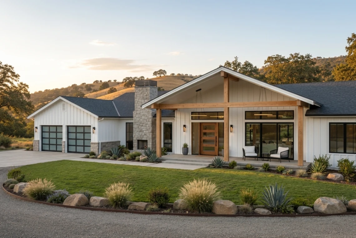 1970s Modern Farmhouse Facelift - AI Home Exterior Design & Remodel Concept